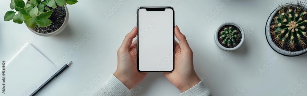 Minimalist Workspace with Phone and Modern Aesthetic Minimalist Workspace with Phone and Modern Aesthetic
