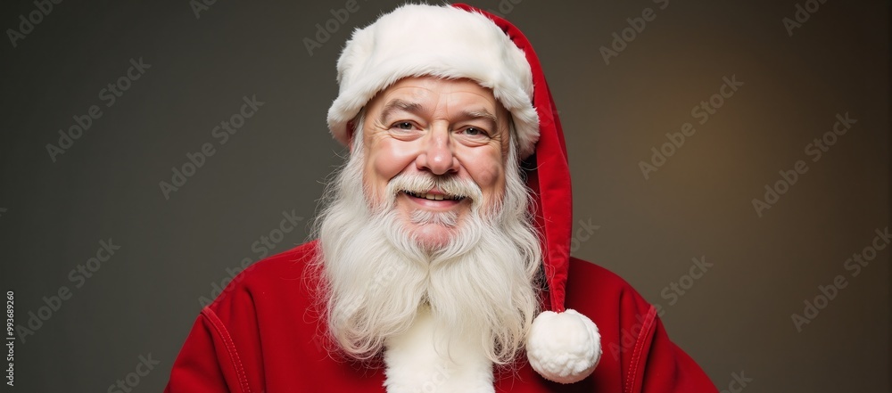 Naklejka premium Watercolor illustration of Santa Claus as a portait