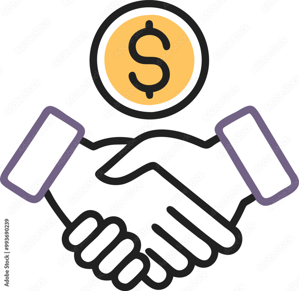handshake with dollar sign beneath, icon handshake with dollar sign beneath, icon