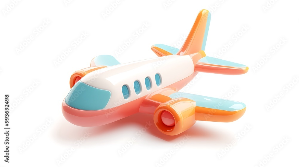 Fototapeta premium A colorful toy airplane isolated on white background.