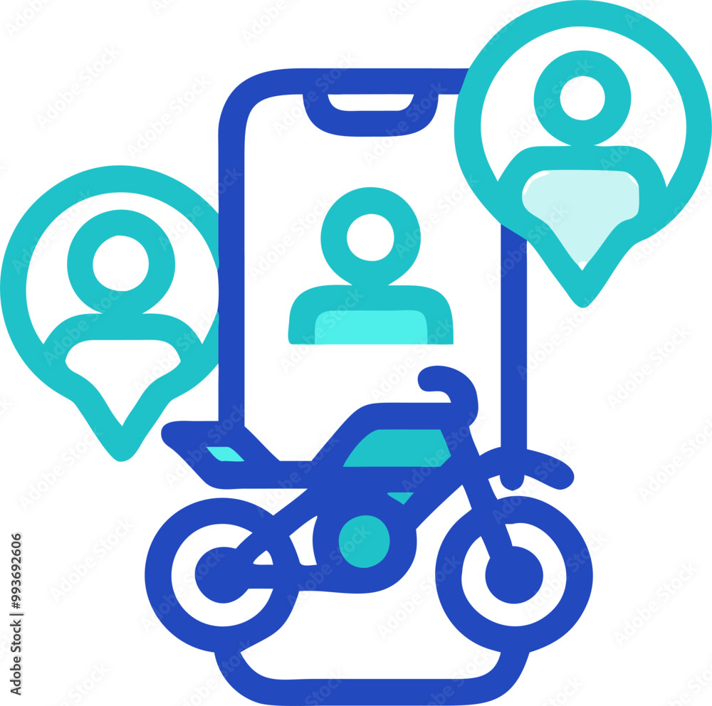 app logo for and application that allows motocycle riders to find friends to ride with, icon app logo for and application that allows motocycle riders to find friends to ride with, icon