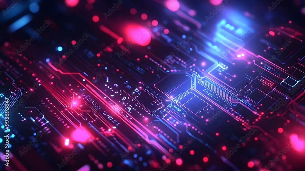 Obraz premium Secure Digital Landscape:Futuristic Cybertechnology Abstract with Lock and Data Protection