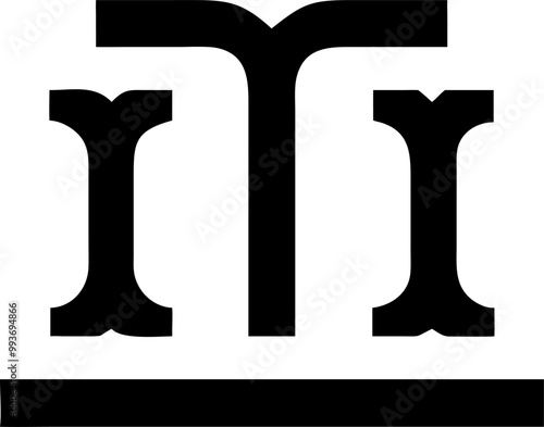the abstract symbol in the image consists of the letters m and i arranged in a monogram-like design