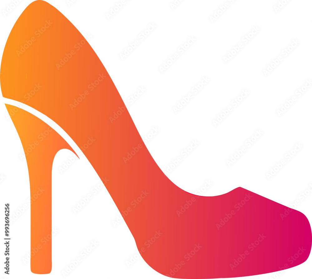 a high heel shoe with a gradient from red to orange, perfect for fashion accessories, icon