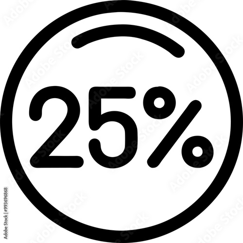 a minimalist icon for a jewelry portal the icon should depict a black coin with the number 25,