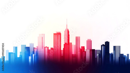 Abstract cityscape with healthcare network lines illuminating the skyline, urban care integration, futuristic provider system,