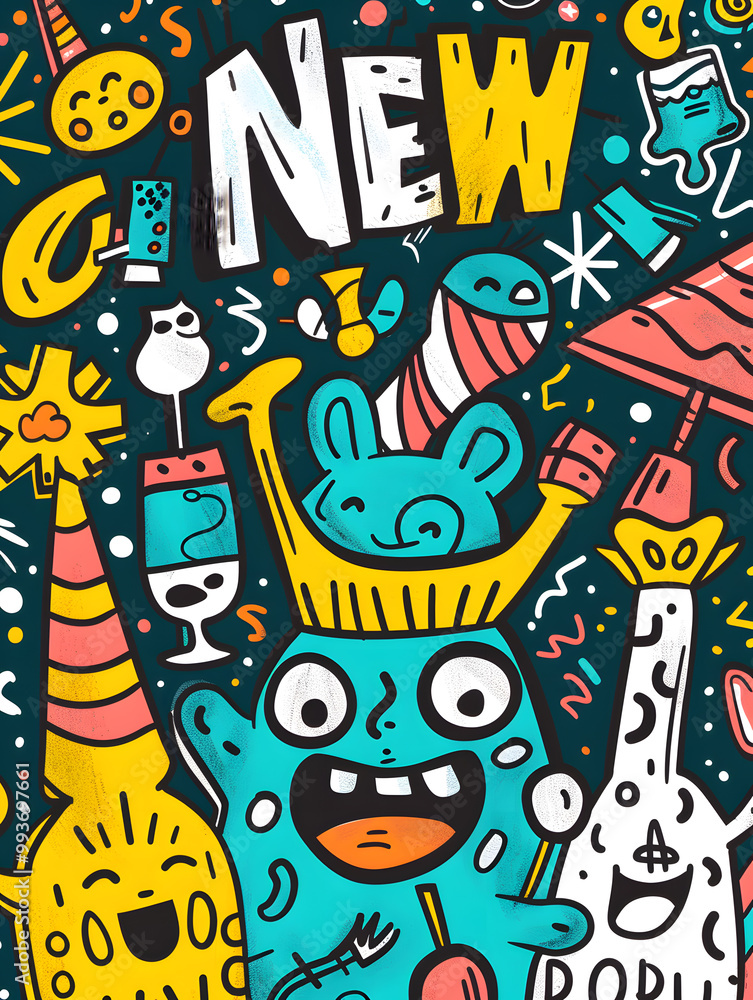 Obraz premium New Year and Christmas graphic advertising background