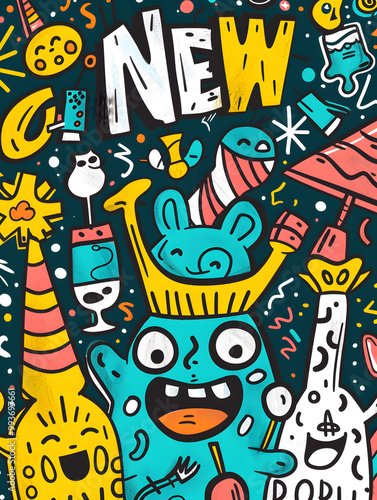 New Year and Christmas graphic advertising background