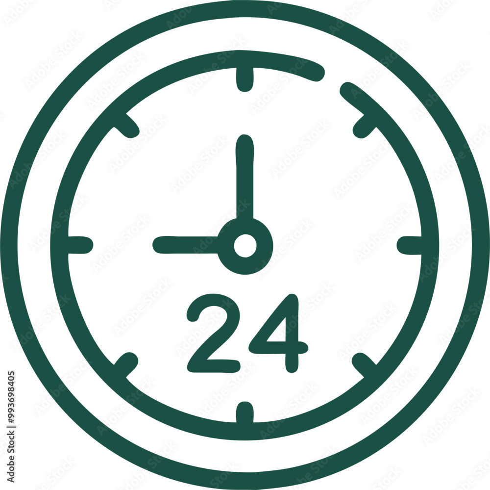 clock with 24-hour hand, icon clock with 24-hour hand, icon