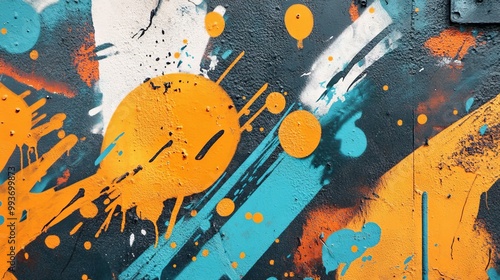 Vibrant Graffiti Art Background with Colorful Paint Splashes. AI generated illustration