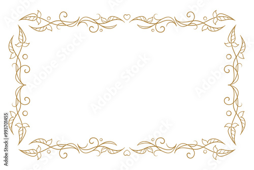 Beautifully stylish gold themed floral border for a variety of design projects