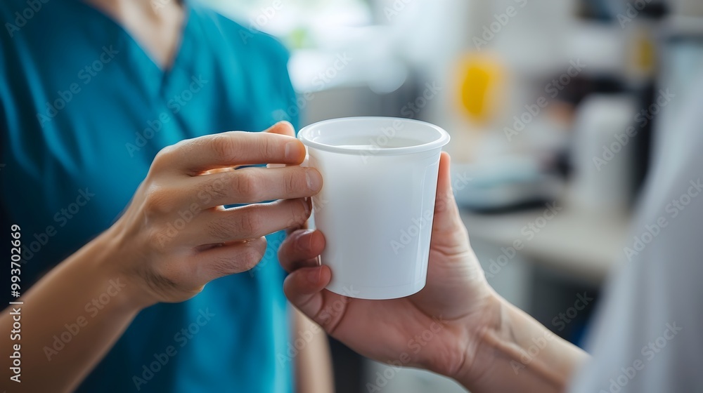 Patient Holding Cup of Water During Throat Examination for Check and Health Monitoring Patient Holding Cup of Water During Throat Examination for Check and Health Monitoring