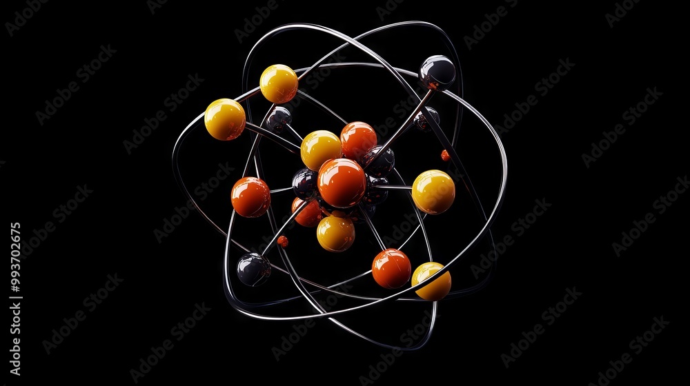 Futuristic Nuclear Atom with Proton Leaves and Vibrant Dots. AI generated illustration Futuristic Nuclear Atom with Proton Leaves and Vibrant Dots. AI generated illustration