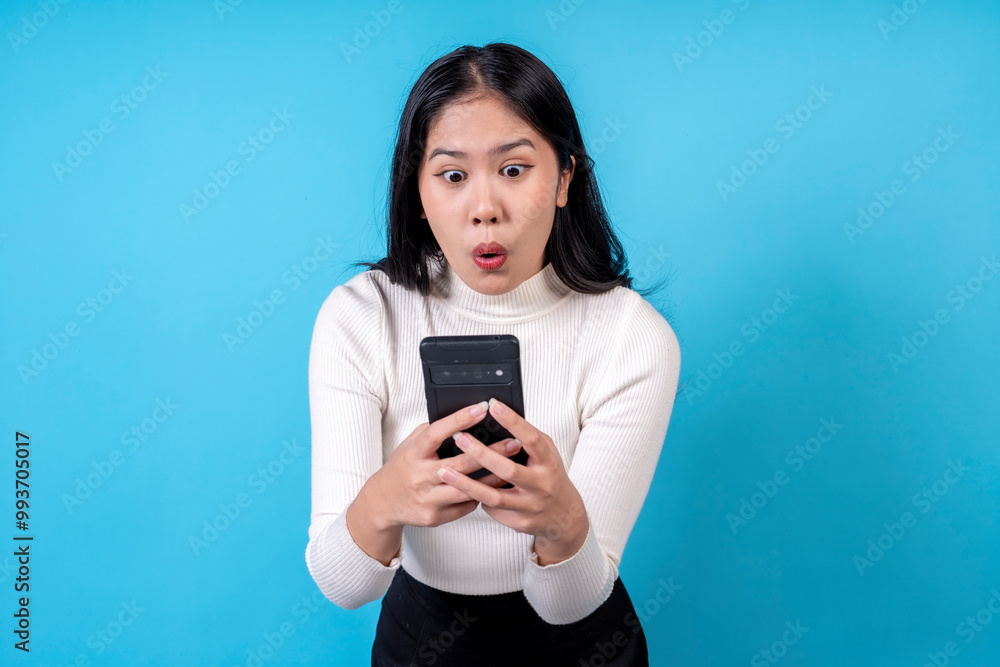 Women are doing various poses on a blue background. Women are doing various poses on a blue background.