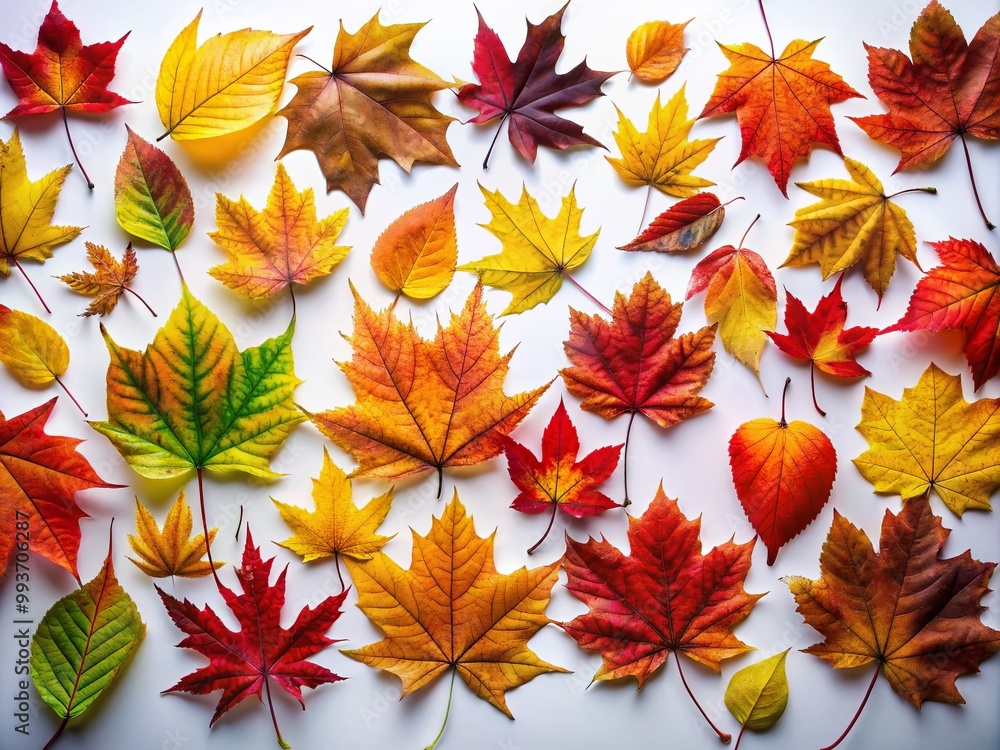 Vibrant Outline of Autumn Leaves on a White Background Showcasing Nature's Beautiful Colors Vibrant Outline of Autumn Leaves on a White Background Showcasing Nature's Beautiful Colors