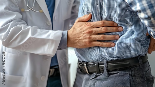 Doctor Performing Abdominal Exam to Check for Patient Discomfort