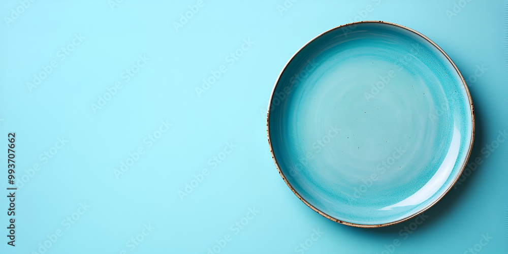 Empty Turquoise Plate on Simple Matching Background Empty Turquoise Plate on Simple Matching Background