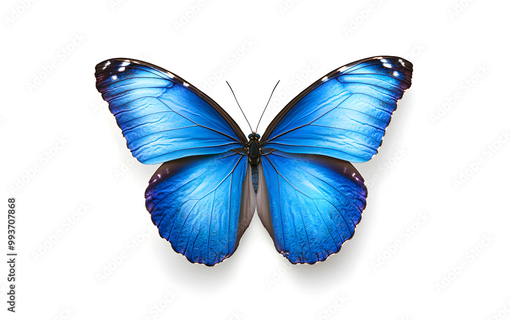Blue Morpho Butterfly on White Background - Nature Beauty design Blue Morpho Butterfly on White Background - Nature Beauty design