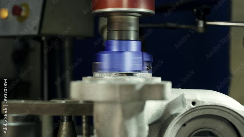 Internal groove of a metal workpiece with a drill on a lathe Internal groove of a metal workpiece with a drill on a lathe