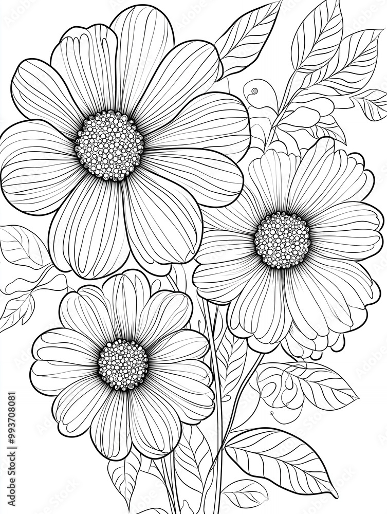 a drawing of flowers with a black a drawing of flowers with a black
