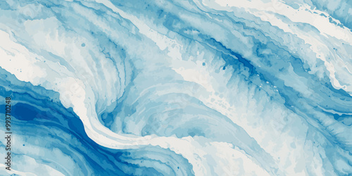 Photography Watercolor surface ocean water wave, seamless blue water ocean wave background