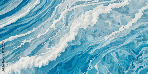 Silver and blue wavy sea ocean marble texture background.