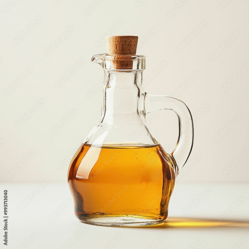 Glass Bottle of Olive Oil on White Background Glass Bottle of Olive Oil on White Background