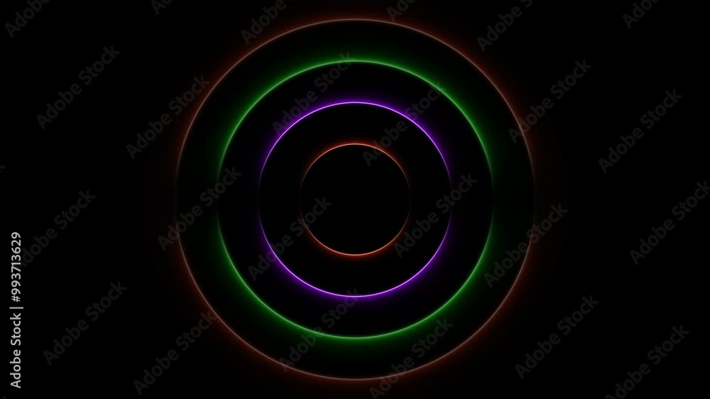Seamless loop.Neon Wave abstract background. waves animation come from center. neon line radio wave animation on black background. Seamless loop.Neon Wave abstract background. waves animation come from center. neon line radio wave animation on black background.