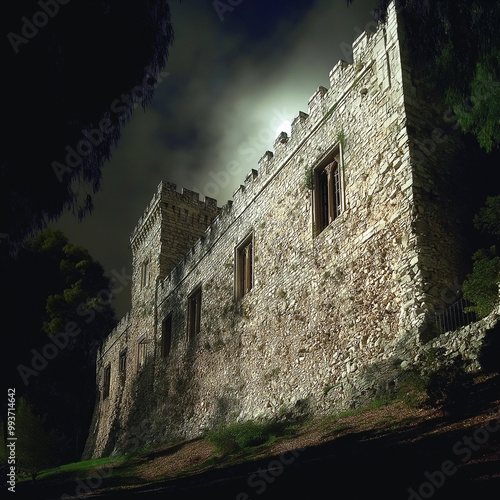 old castle in the night