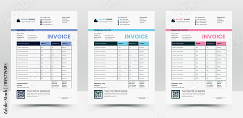 Creative Invoice Design Templates, Stylish Formats for Accurate Business Billing, Payment Agreements, and Comprehensive Financial Documentation.