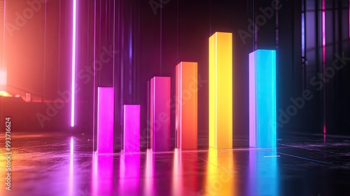 3D bar graph showing company sales comparison, sleek design with vibrant colors, data labels highlighted, smooth edges, futuristic elements