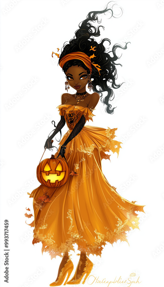Fototapeta premium 16:9 1664x2912 African Halloween Clip Art for Social Media Reels and Ads