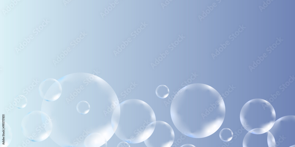 Macro shot of isolated water white bubbles on blue background. A set of blue and white soap bubbles to create a design. Isolated, transparent, realistic soap bubbles on a transparent background Macro shot of isolated water white bubbles on blue background. A set of blue and white soap bubbles to create a design. Isolated, transparent, realistic soap bubbles on a transparent background