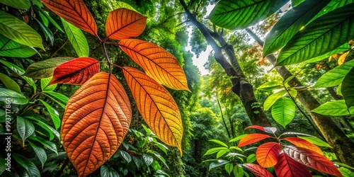 Vibrant Shorea Robusta Leaves in Lush Green Forest, Showcasing Natural Beauty and Botanical Diversity photo