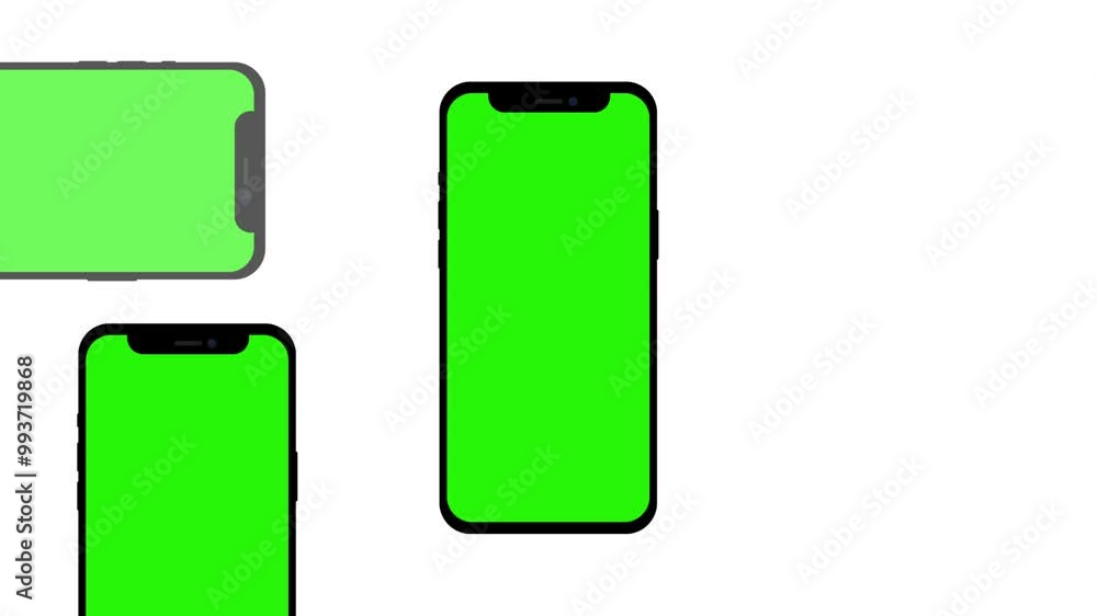 Animated mobile phone mockup with green screen isolated on white background. 4K animation with motion. Animated mobile phone mockup with green screen isolated on white background. 4K animation with motion.