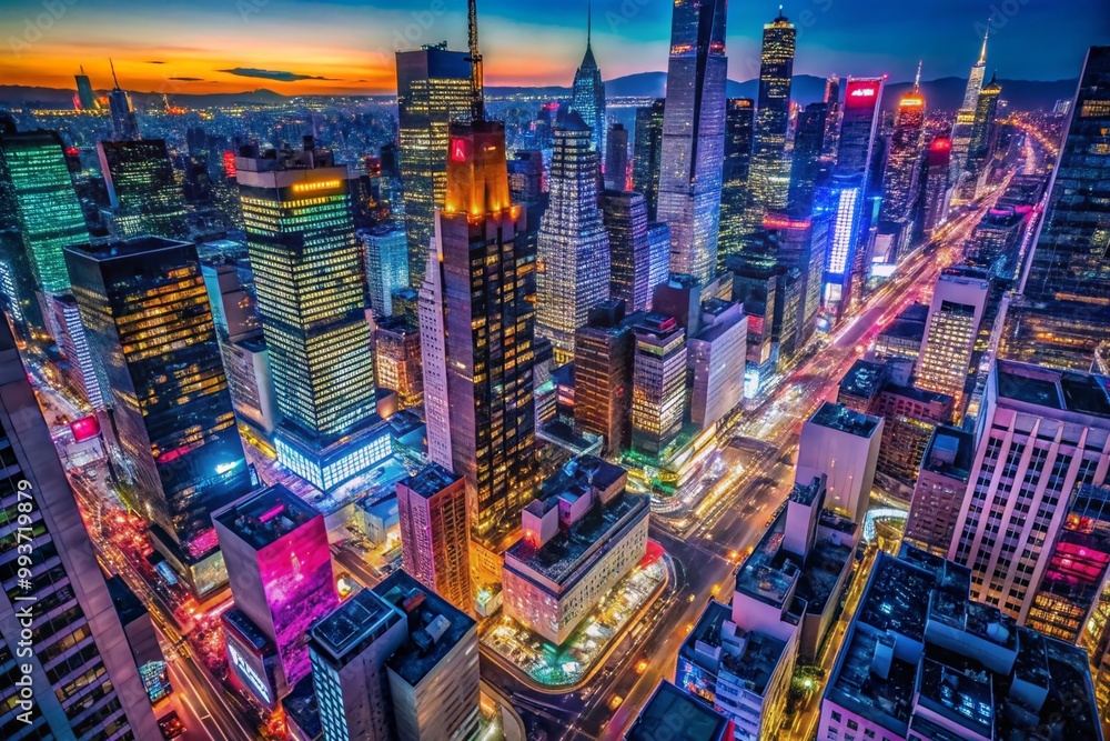 Fototapeta premium Vibrant Times Square Cityscape Wallpaper Featuring Neon Lights and Iconic Skyscrapers at Night