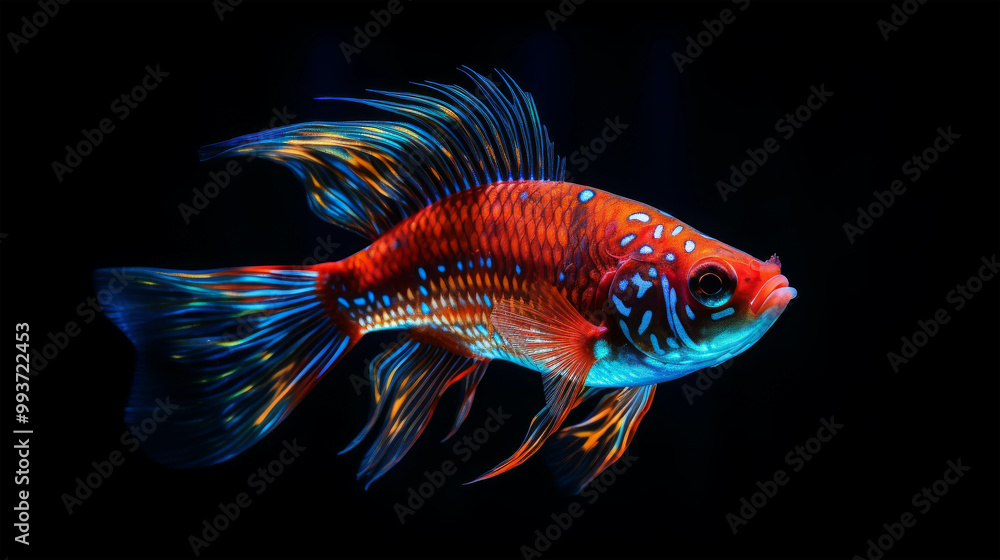 Fototapeta premium Vibrant Fish Swimming in Dark Waters