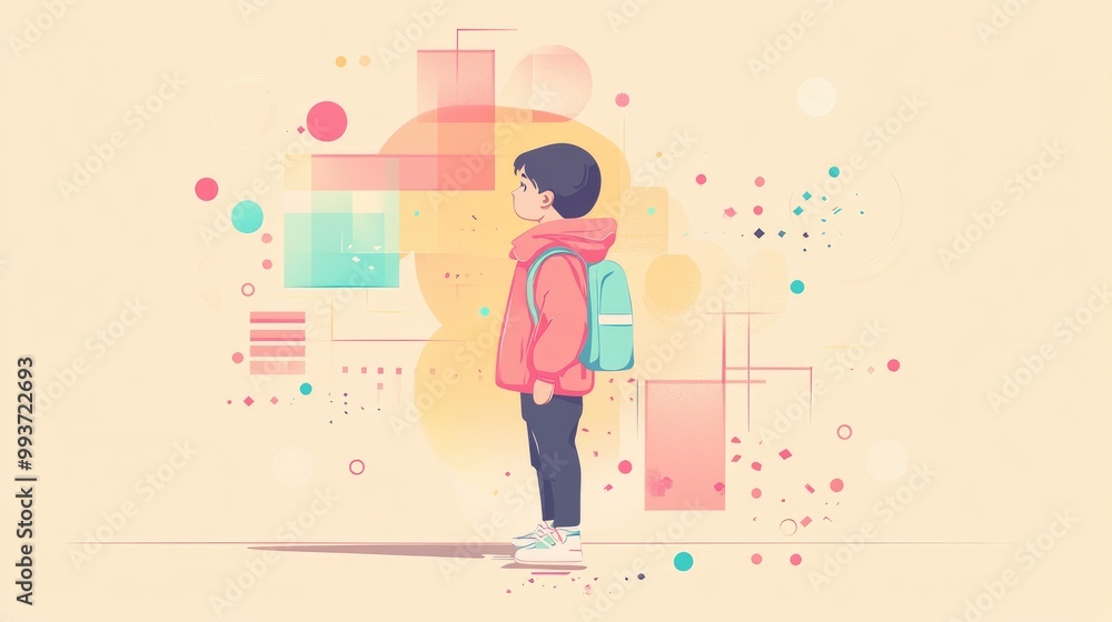 child creative spark flat design side view cyber theme animation colored pastel child creative spark flat design side view cyber theme animation colored pastel