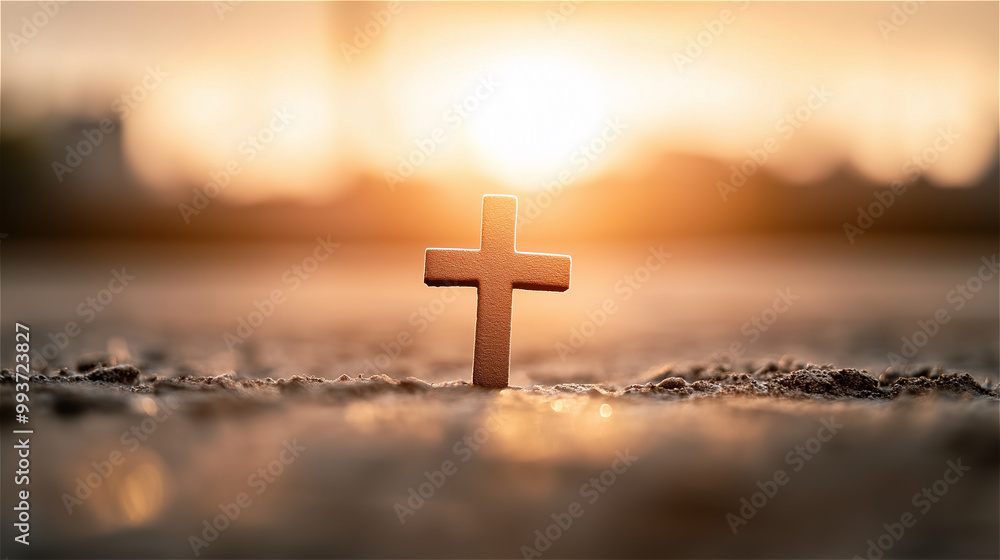 the glory of the sunset and the backlight, the wooden cross, the cross the glory of the sunset and the backlight, the wooden cross, the cross