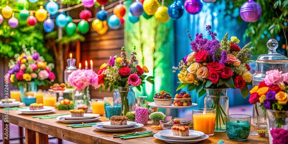 Fototapeta premium Vibrant Watercolor Party Elements for Elegant Celebrations and Creative Event Design Projects