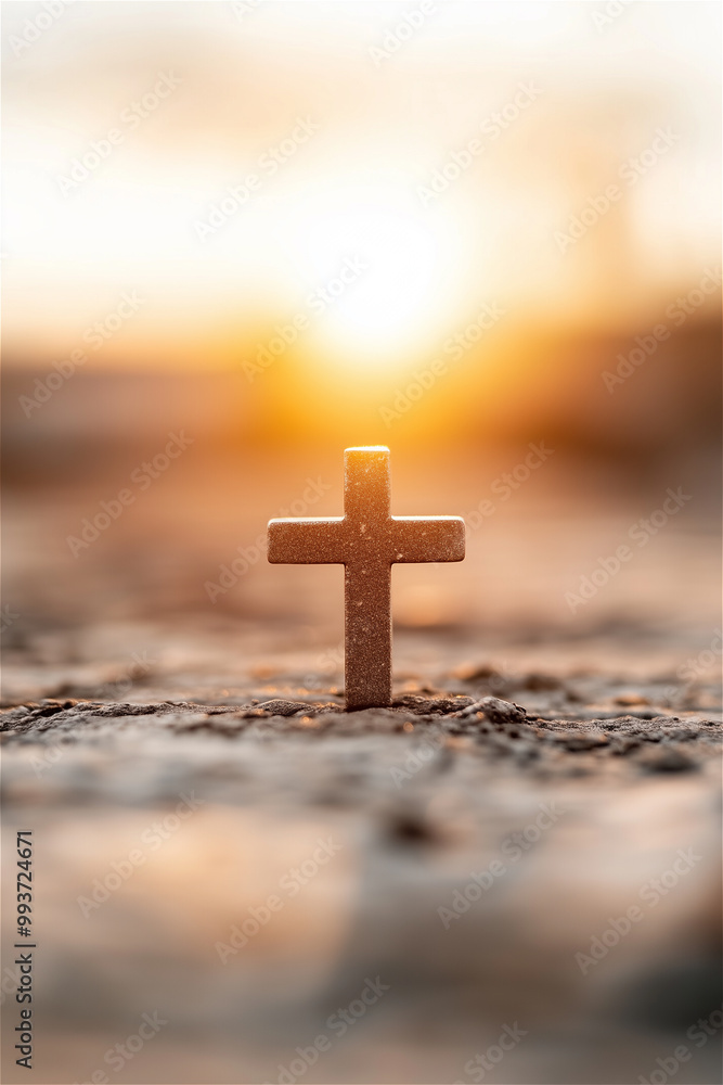the glory of the sunset and the backlight, the wooden cross, the cross the glory of the sunset and the backlight, the wooden cross, the cross
