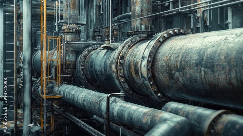 Close up view of the refinery tower structure at a petroleum plant. Ai generated image Close up view of the refinery tower structure at a petroleum plant. Ai generated image