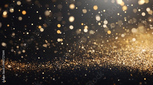 A shimmering background of golden particles creating a festive and luxurious atmosphere.