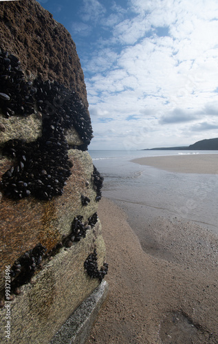 Sea wall at Pentewan Cornwall photo