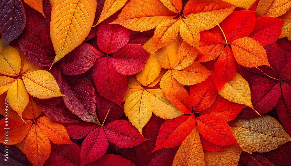 custom made wallpaper toronto digitalColorful fall leaves in shades of red, orange, yellow