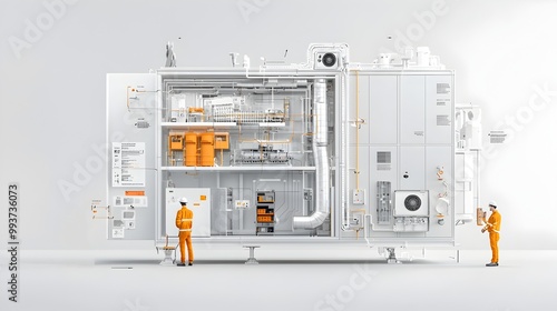 Detailed diagram illustrating the layout and components of a building s ventilation system including HVAC equipment ducts filters and airflow patterns for efficient climate control and indoor air photo