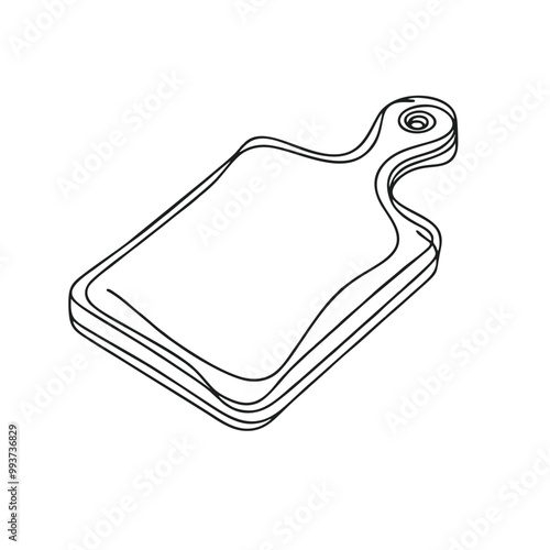 Cutting board. Icon. Vector drawing. One line art. A simple drawing of a continuous line of a kitchen electric appliance.