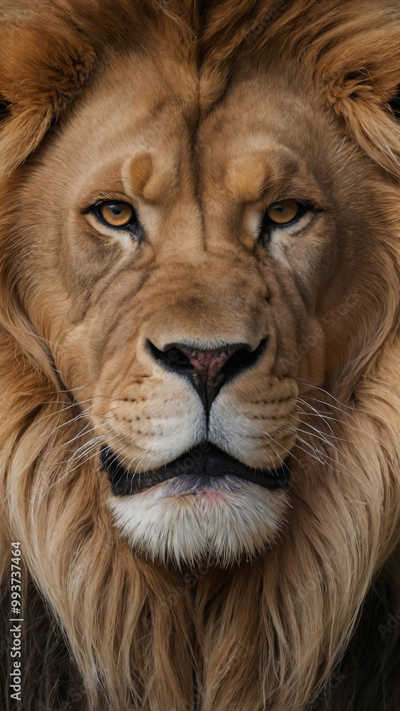 Fototapeta premium Closeup portrait photo of a big lion.