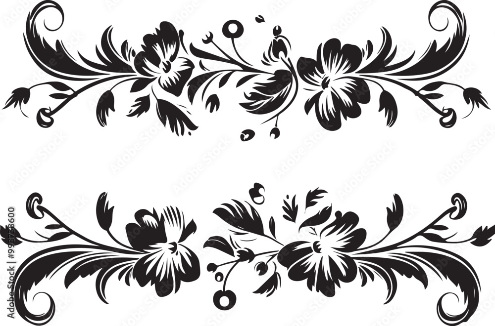 Obraz premium Floral Decorative elements silhouette vector illustration