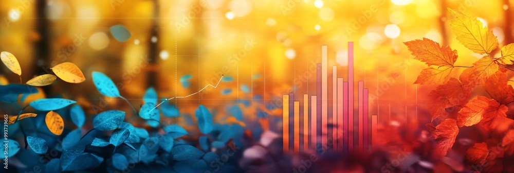 Obraz premium Vibrant Autumn Business Trends Chart: Market Analysis with Dynamic Visuals
